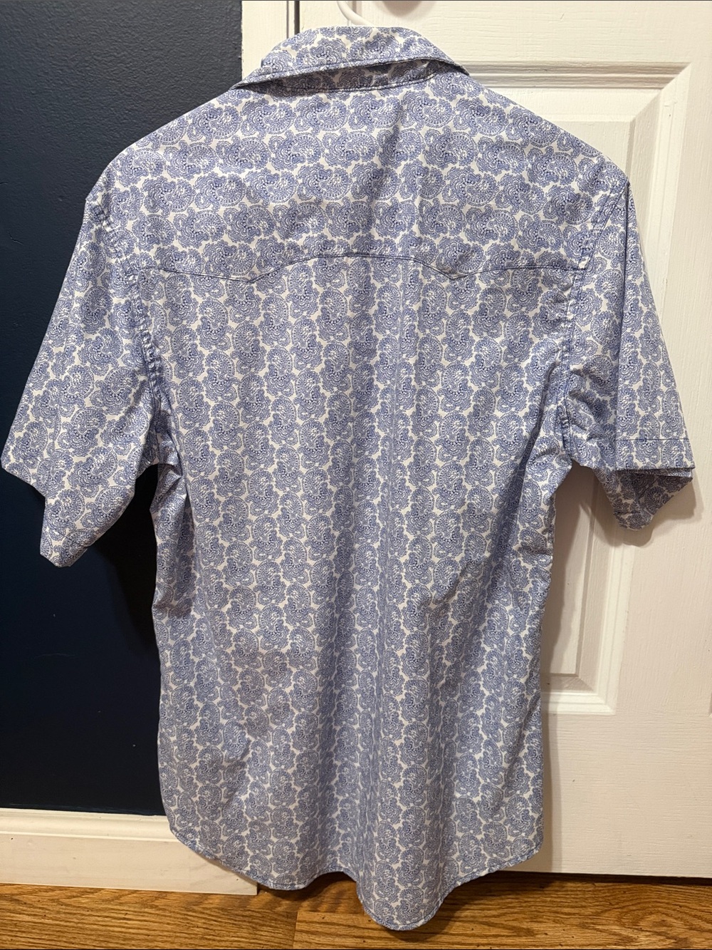 Wrangler Light Blue Paisley Pearl Snap Short Sleeve Western Shirt - Picture 4 of 5